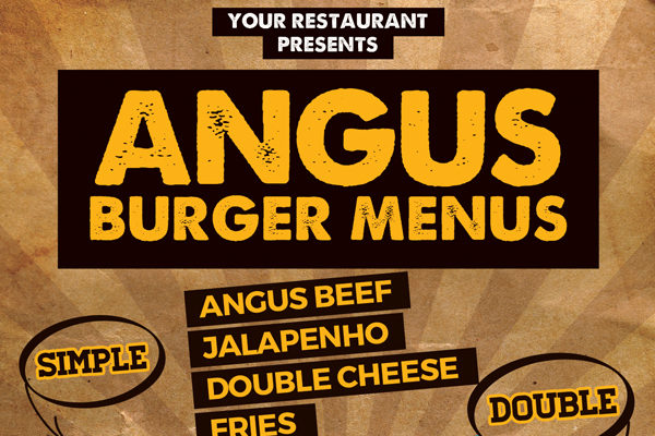 汉堡包或食品宣传单模板 Burgers Offer Food Menu Flyer
