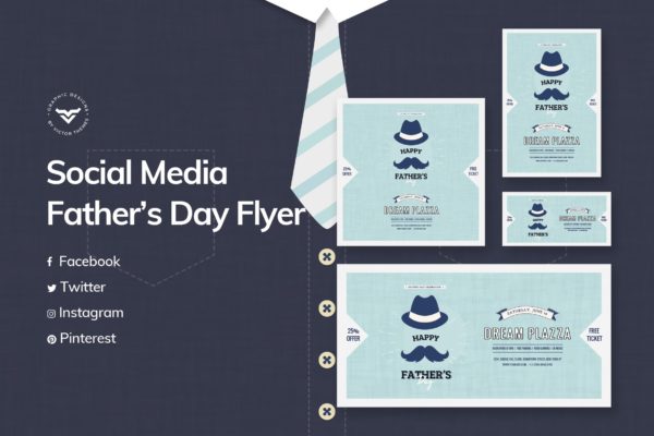 父亲节主题社交媒体广告设计模板素材天下精选 Fathers Day Social Media Template
