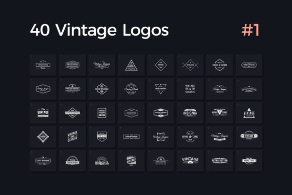 40款复古风格Logo模板 40 Vintage Logos Vol. 1
