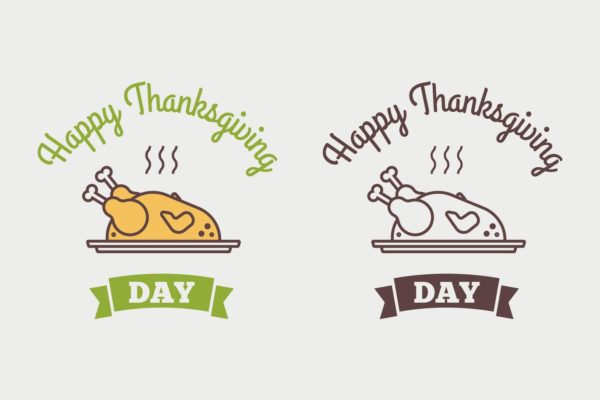 扁平设计风格感恩节庆祝主题Logo设计模板 Flat design style Happy Thanksgiving Day logotype,