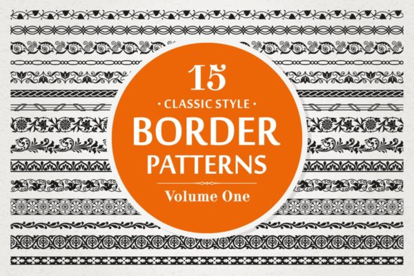15款经典矢量边框图案花纹v1 15 Vector Border Patterns Classic Style Volume 1