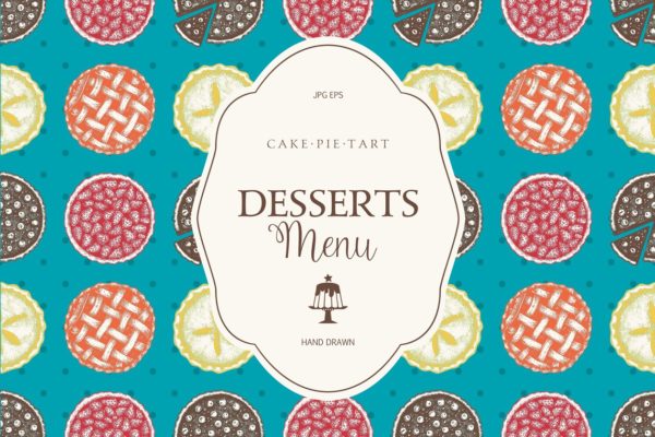 水果蛋糕和馅饼菜单设计模板 Fruit Cakes &amp; Pie Menu Designs
