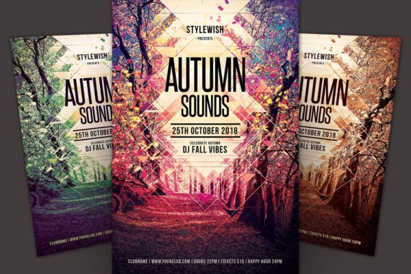 秋天音乐会传单模板 Autumn Sounds Flyer Template