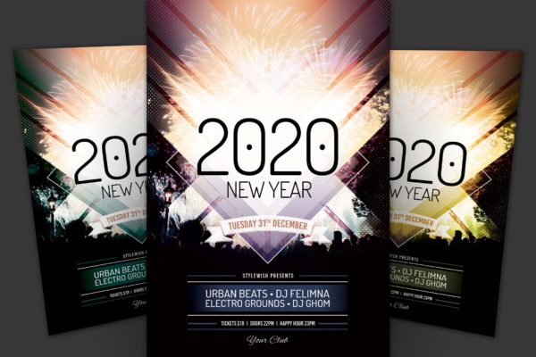 2020年新年DJ音乐派对海报传单设计