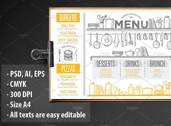 西餐厅菜单设计模板 Food menu, re