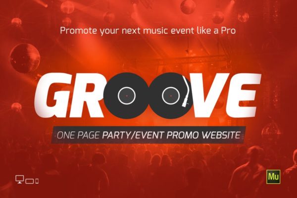 音乐节活动订票网站系统设计Muse模板16图库精选 Groove Music Event / Party Site Template