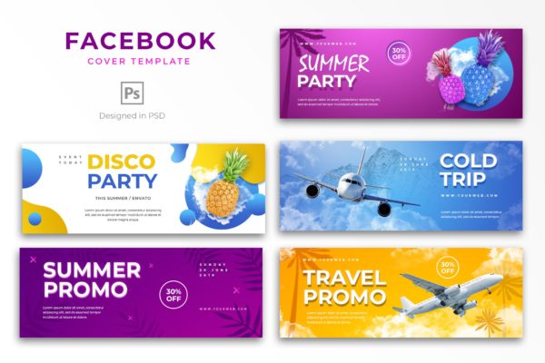 夏天主题活动推广Facebook主页封面设计模板16素材网精选 Summer Facebook Cover Template