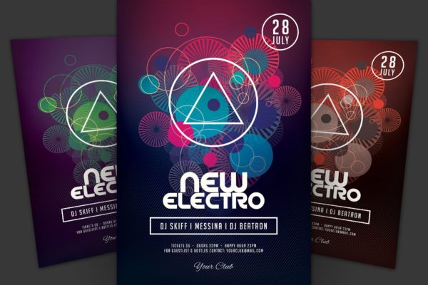电子音乐主题海报传单设计模板 New Electro Flyer