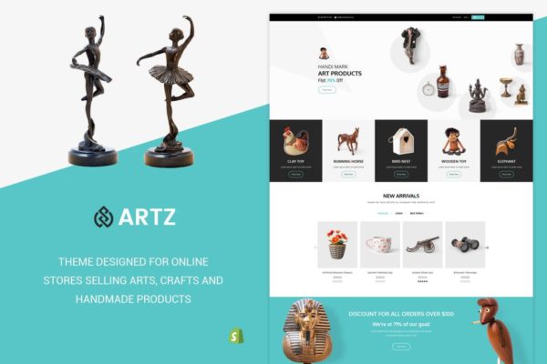 艺术作品展览售卖网站Shopify主题 Artz | Art, Photography Shopify Theme