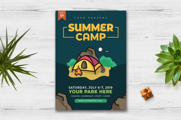夏令营户外活动海报设计素材v2 Summer Camp Flyer vol.2
