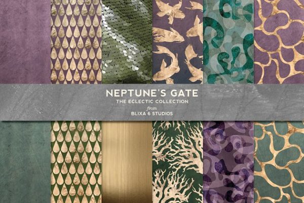 玫瑰金箔背景纹理 Neptune&#8217;s Gate Rose Gold Patterns
