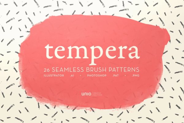 26款蛋彩画水彩画笔刷图案设计素材 Tempera Brush Patterns