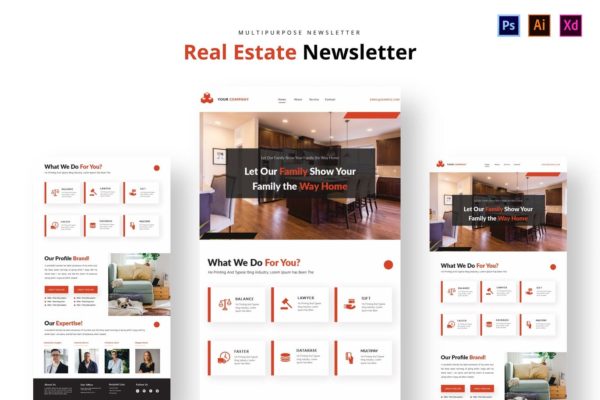 房地产销售中介网站邮件订阅模板 Real Estate Newsletter