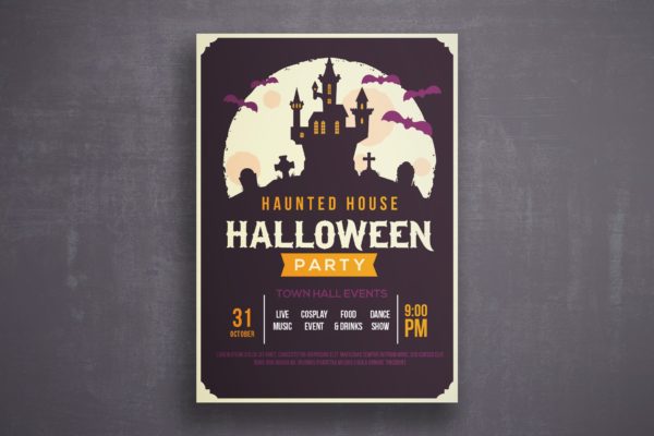 万圣节恐怖之夜活动邀请海报传单16设计网精选PSD模板v2 Halloween flyer template