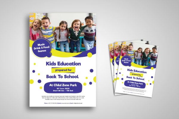 儿童教育主题开学季海报设计模板 Kids Education Flyer