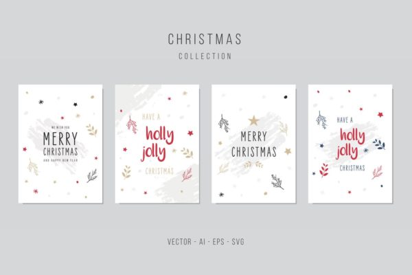 圣诞贺卡矢量设计模板素材v5 Christmas Vector Card Set. vol.5