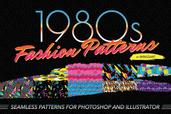 1980s年代复古潮流时尚图案设计素
