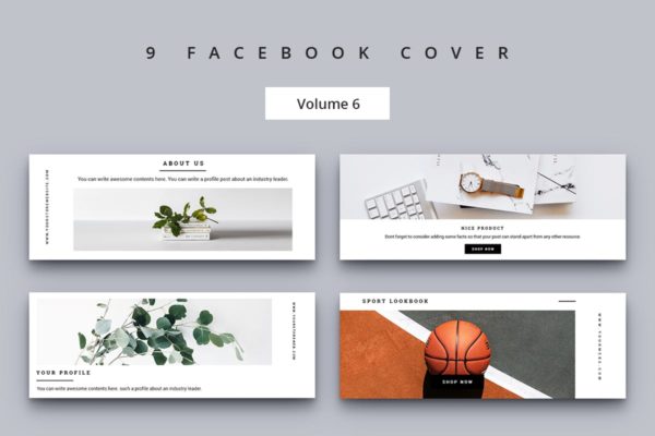 清新简约社交媒体Facebook封面模板16素材网精选 Facebook Cover Vol. 6