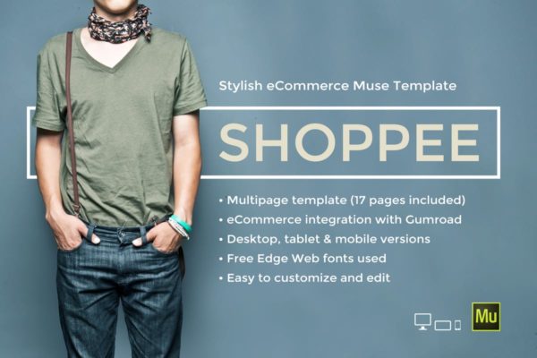 时尚电子商务网站Adobe Muse模板16设计网精选 Shoppee &#8211; Stylish eCommerce Muse Template