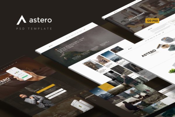 多用途创意产品展示/博客/在线商店网站模板16图库精选 Astero — Multipurpose Portfolio | Blog | Store PSD