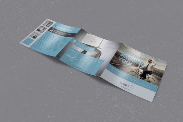 三折页企业宣传单/传单设计INDD模板 Professional Square Trifold