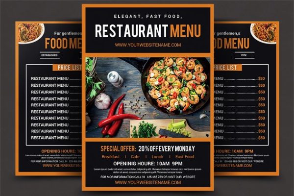 意式餐厅菜单设计PSD模板 Restaurant Menu
