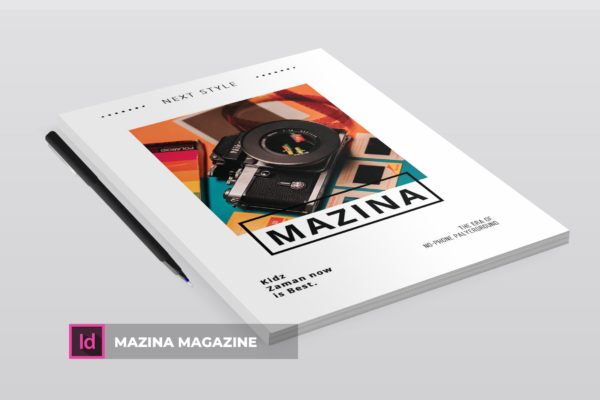 时尚摄影杂志版式设计模板 Mazina 