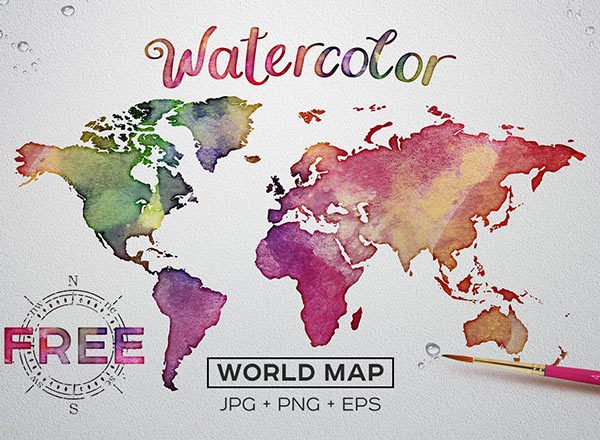 水彩质感世界地图 FREE Watercolor