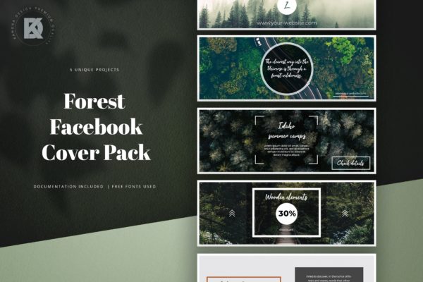 社交网站企业/品牌专业封面设计模板普贤居精选 Forest Facebook Cover Kit