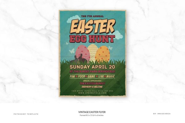 复古风格复活节活动传单模板 Vintage Easter Flyer