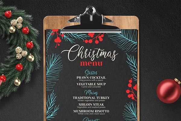 新年圣诞晚餐派对菜单宣传单DM海报设计模板
