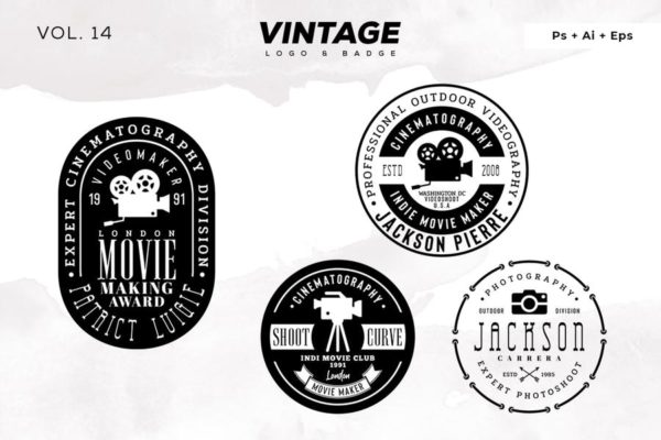 欧美复古设计风格品牌16设计网精选LOGO商标模板v14 Vintage Logo &amp; Badge Vol. 14