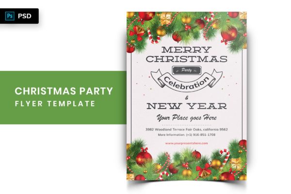 圣诞节暨迎接新年主题派对邀请海报传单模板v1 Christmas Party Flyer-04