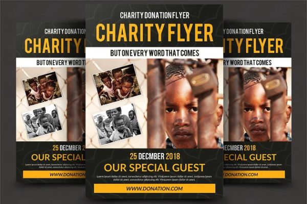 慈善筹款传单人物海报设计模板 Charity Fundraisers Flyer Templates