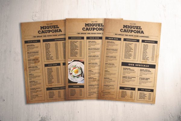 经典美食菜谱菜单设计模板 Classic Food Menu