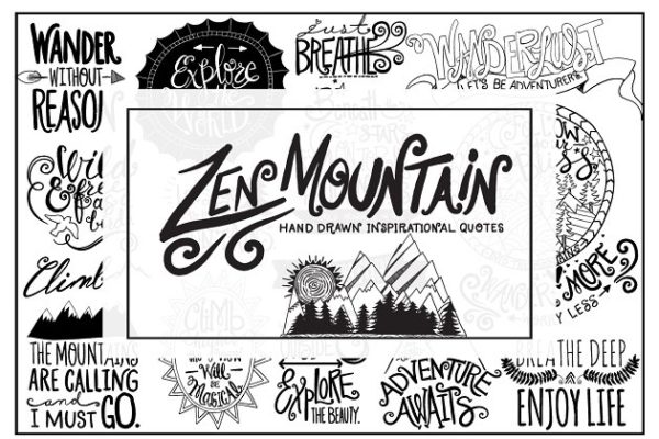 山脉元素手绘字母插画素材 Mountain Hand-Drawn Lettering