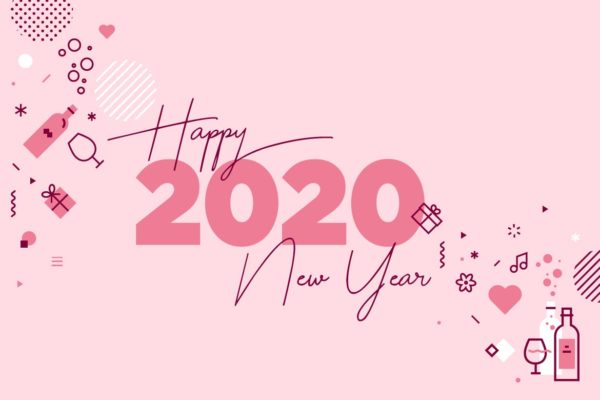 2020新年贺卡矢量16素材网精选模板v6 Happy New Year 2020 greeting card