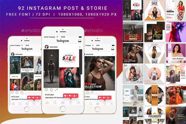 时尚Instagram社交媒体业务广告帖子故事模板素材天下精选