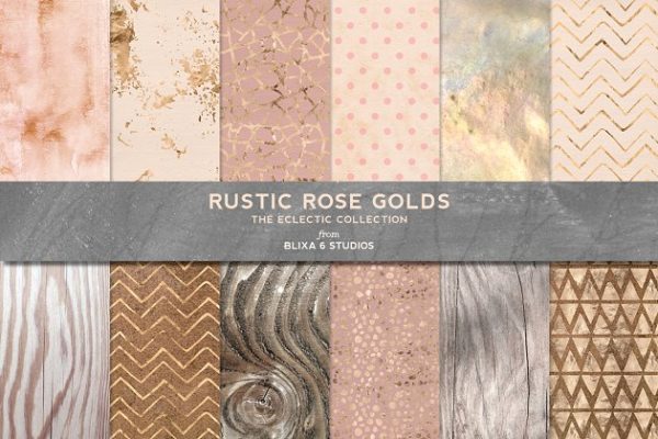 玫瑰金图案纹理合集 Rustic Rose Gold Textures &amp; Patterns