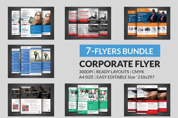 商务主题企业促销项目推广宣传模板 Corporate Flyer Bundle