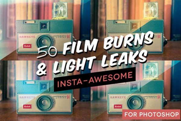 50+胶片炫光和漏光叠层效果图层 50+ Film Burns &amp; Light Leaks