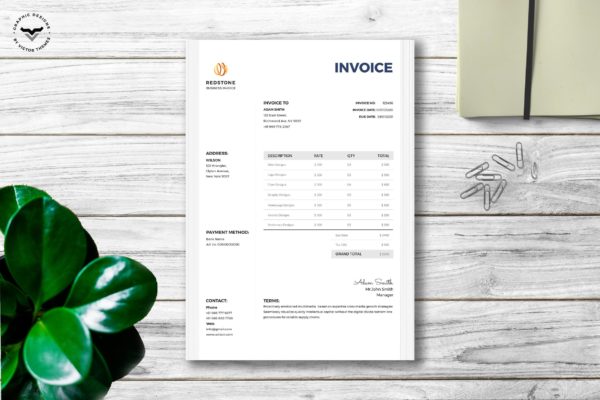 商业服务发票/票据版式设计模板 Business Invoice Template