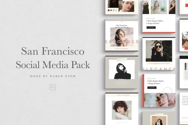 时尚大片社交媒体贴图模板16设计网精选 San Francisco Social Media Pack
