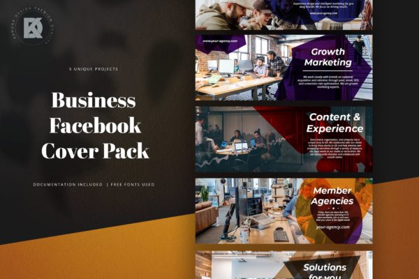 Facebook主页业务推广封面设计模板素材中国精选素材 Business Facebook Cover Pack