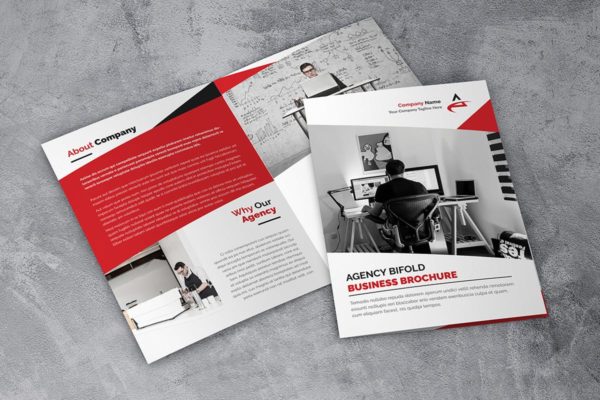 双折页商业公司品牌手册设计模板 Agency Bifold
