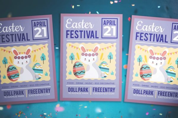 复活节儿童主题活动派对传单模板 Easter Kids Festival Flyer