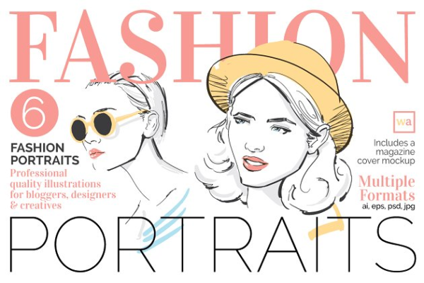 时尚肖像插画 Fashion Portrait Illustrations