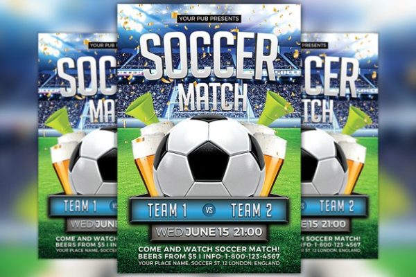 足球比赛传单模板 Soccer Match Flyer Template