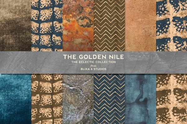 金色线条原始元素数字图形 The Golden Nile Patterns &amp; Textures