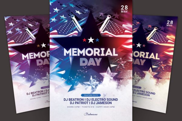 美国战士纪念日传单模板 Memorial Day Flyer Template